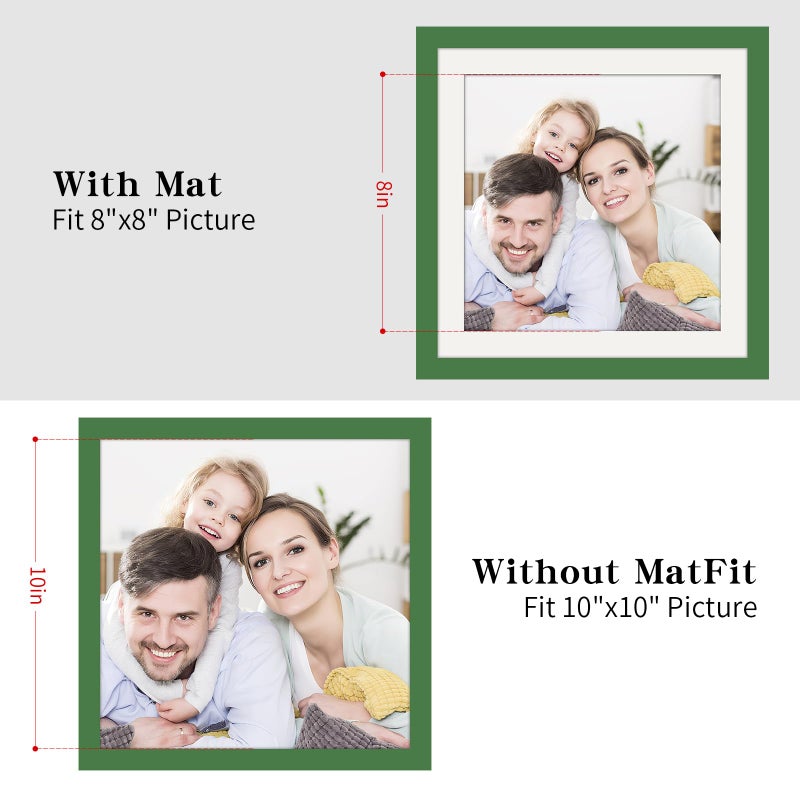 WUTL Picture Frames 10x10 2 Pack Made of Solid Wood Green for Wall Mounting and Tabletop Display - Image 3